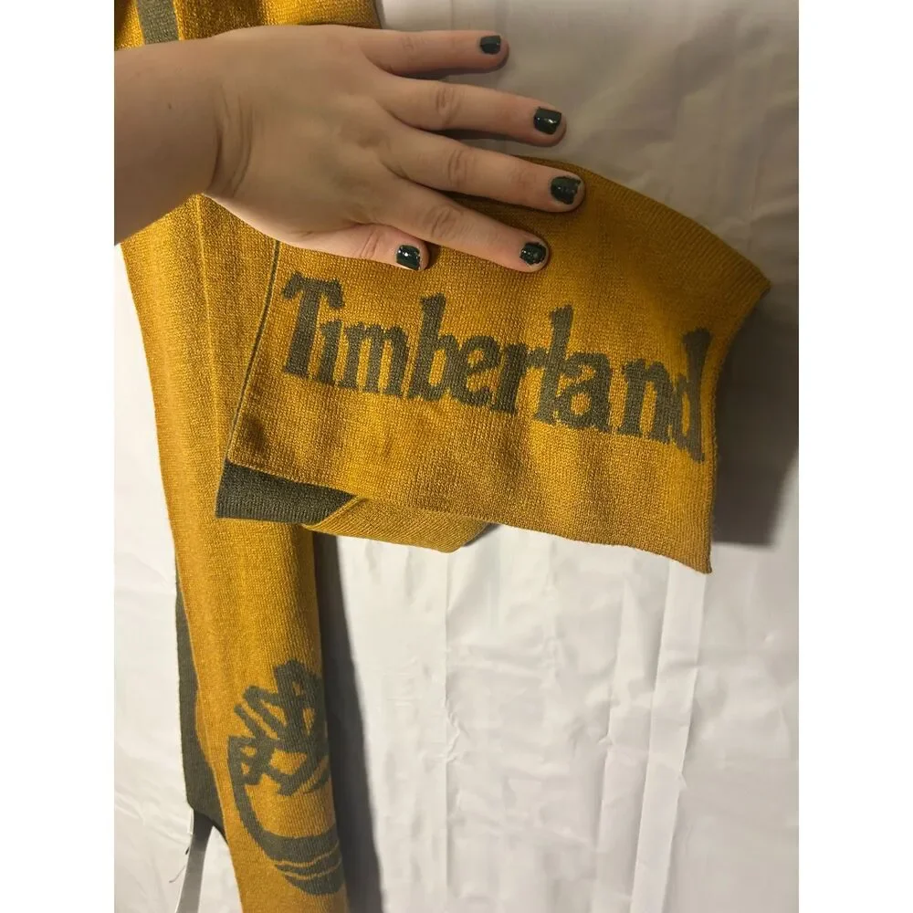 Timberland Reversible Knit Scarf Jacquard Wheat Grape Leaf Olive Green Yellow